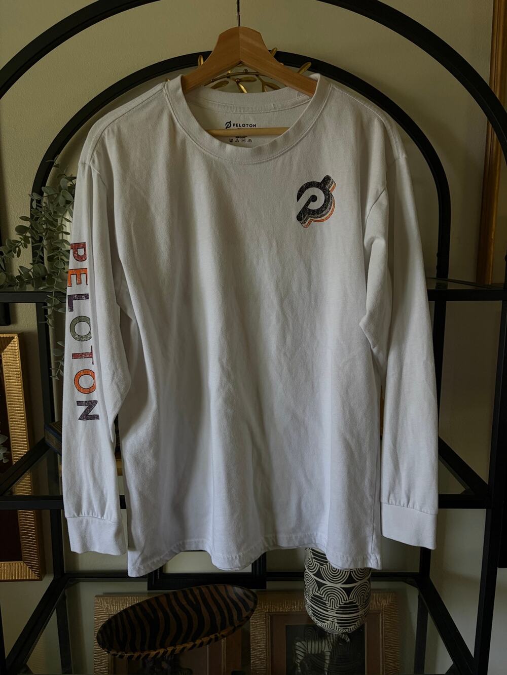 Peloton Together We Go Far Long Sleeve Graphic Tee White Logo Shirt Men’s S